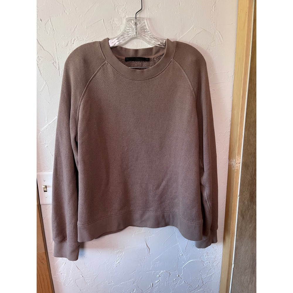 Jenni Kayne Taupe French Terry Raglan Sweatshirt Crew Neck Brown Medium